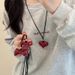 Ancora Red Bowknot Heart Necklace For Women High-end Long Black Rope Choker Accessory Niche Design Sweater Chain_ipsvogv.com