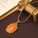 Snake bone beeswax colored natural stone pendant, necklace, sweater chain, autumn and winter light luxury high-end_ipsvogv.com