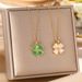 Korean Version Of Luxury Titanium Steel Necklace, Women's Cat's Eye Stone, Four Leaf Clover, Light Luxury, Niche Design,_ipsvogv.com