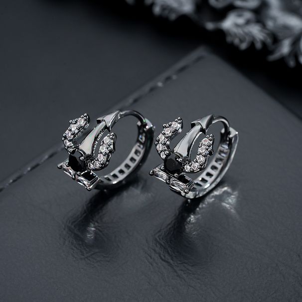 Hip Hop Style Zircon With Blue Sea King Trident Without Ear Holes, Personalized Trendy Inlaid Earrings For Men And Women_ipsvogv.com