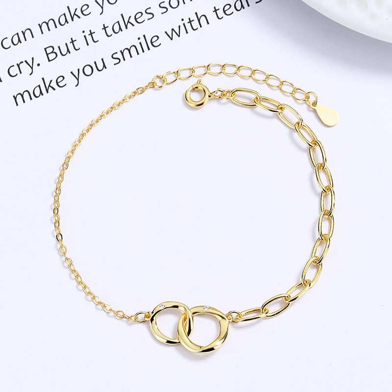 Women's Jewelry Interlocking Bracelet Ins Niche Design 925 Sterling Silver High End Girlfriend Geometric Circle Hand Jewelry_ipsvogv.com