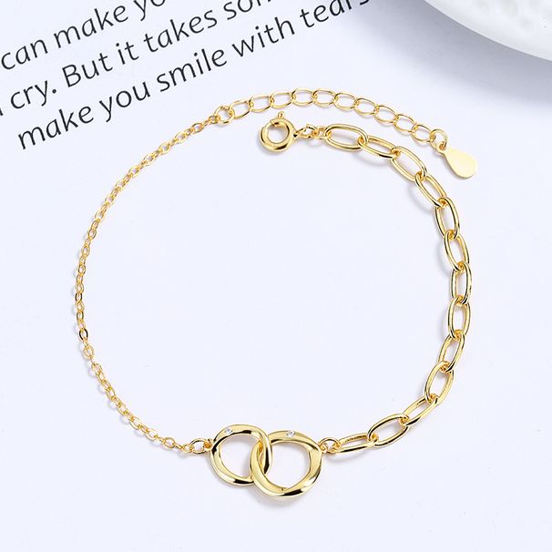Women's Jewelry Interlocking Bracelet Ins Niche Design 925 Sterling Silver High End Girlfriend Geometric Circle Hand Jewelry_ipsvogv.com