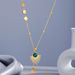 Malachite Inlaid Fan Necklace - High-End Stainless Steel Cube Pendant Jewelry For Women_ipsvogv.com