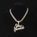 Personalized letter pendant alloy diamond Cuban chain necklace for men and women street style hip hop accessories_ipsvogv.com