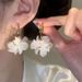 Women's Earrings Super fairy green flower earring Light luxury premium earring stereo flower two earrings_ipsvogv.com