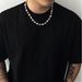 Hip-hop Pearl Flower Necklace Men's High-end Sense Trendy Fashion Personality Collarbone Chain Hot-selling Cross-border Men's Jewelry_ipsvogv.com