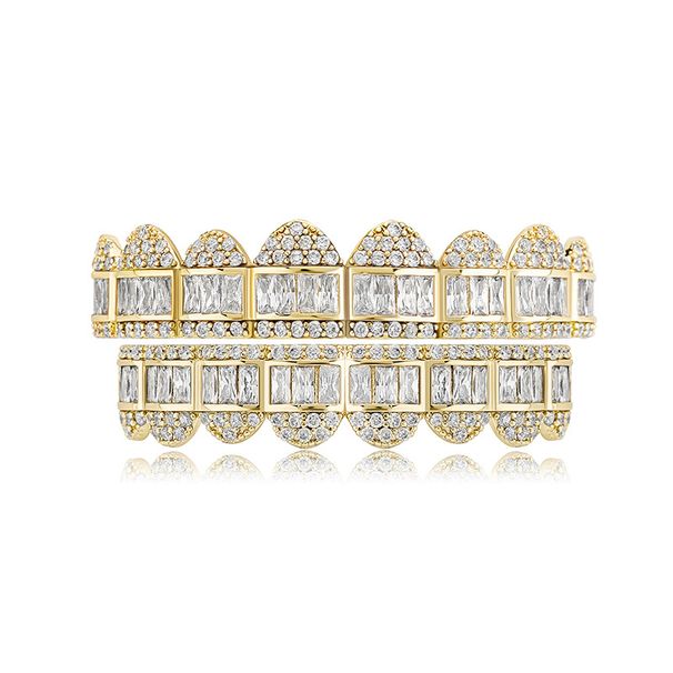 Men And Women's Jewelry Gold & Silver Hip Hop Grillz With Cubic Zirconia - 8 Tooth Snap-On Teeth Jewelry For Parties, Halloween, Festive Celebrations_ipsvogv.com