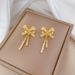 【 Titanium Steel 】 Necklace Earring Light Luxury Full Diamond Bow tassel Personalized Temperament Banquet Earrings and_ipsvogv.com