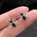 Gothic dark black spider earrings for women ins style personality diamond three dimensional spider earrings Halloween earrings_ipsvogv.com