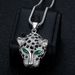 Trendy Hip-Hop Jewelry Titanium Steel Gold-Plated Inlaid Diamond Red And Green Eye Leopard Head Pendant Necklace_ipsvogv.com