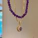 Light Luxury High-end Amethyst Magic Ball Necklace With Diamond Inlay, Double Layered And Luxurious Temperament,_ipsvogv.com