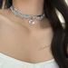 Silver Lace Double Layer Leather Cord Short Sweet Cool Girl Niche Choker High-end Sense Necklace_ipsvogv.com