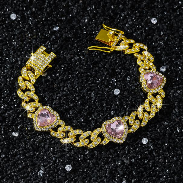 New Men's 10mm Diamond shaped Peach Heart Splicing Street Hip Hop Style Chain Necklace_ipsvogv.com