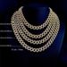 Unisex 15mm Alloy Full Diamond Diamond Cuban Chain Men's Double Row Four Sided Hip Hop Necklace Jewelry_ipsvogv.com
