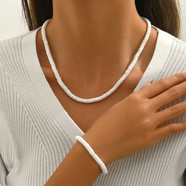 Simple and fresh women's necklace set, personalized shell weaving, niche design, high-end clavicle chain bracelet_ipsvogv.com