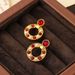 Fashionable geometric pearl for women, light luxury, high-end feel, red earrings, simple and versatile Chinese earrings_ipsvogv.com