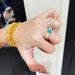Vintage Style Winding Rotating Pearl Turquoise With Diamond Inlay, Light Luxury, Fashionable And Personalized Ring_ipsvogv.com