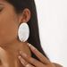 E12322 minimalist style exaggerated alloy oval with textured concave convex geometric metallic feeling fashionable_ipsvogv.com