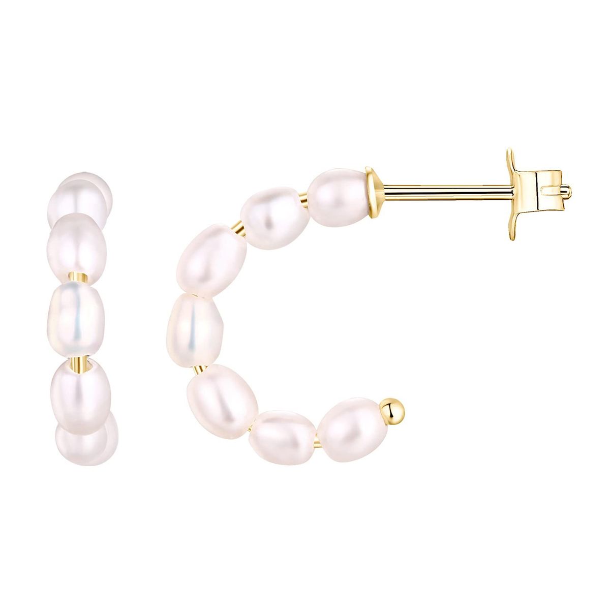 Women’s Jewelry Set Fashion Hot Selling Real Gold Brass Electroplating Simple Temperament Pearl String C Shaped Earrings LadiesEarrings_ipsvogv.com