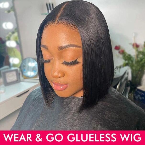 Wear And Go Bob Wigs For Women Human Hair Straight Glueless Wig Ready To Go Human Hair Wigs Pre Cut Lace Air Wig Sale_ipsvogv.com