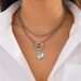 Instagram Portrait Pendant Set, Fashionable Metal Snake Bone Chain, Layered Collarbone Necklace Accessory_ipsvogv.com