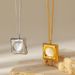 Square Cat's Eye Stone Pendant Necklace - Gold Plated Stainless Steel Clavicle Chain_ipsvogv.com