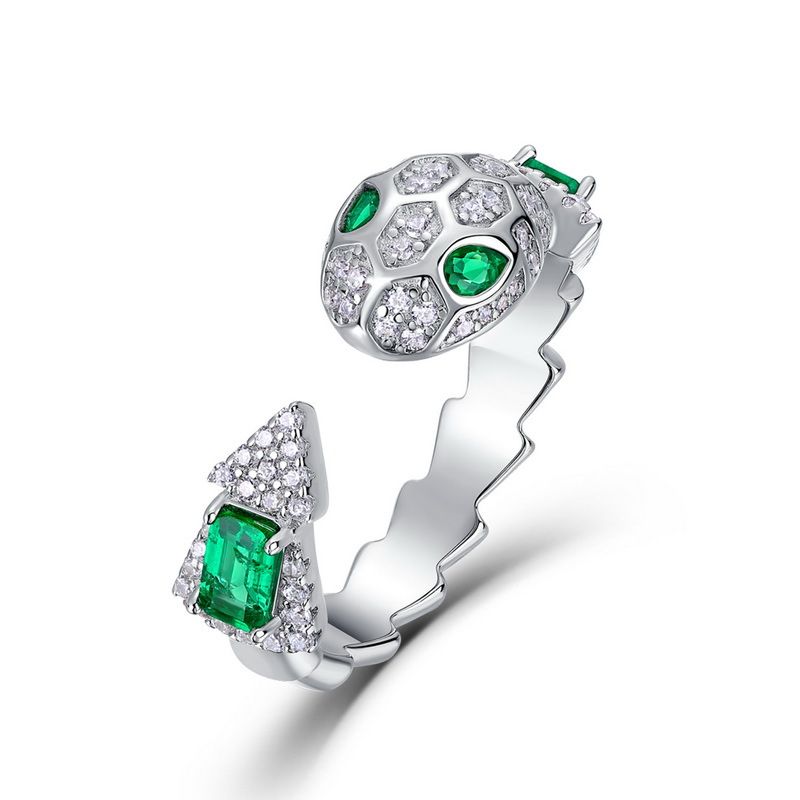 Light luxury personality snake bone ring female S925 silver inlaid cultivated emerald index finger snake ring ring _ipsvogv.com
