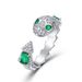 Light luxury personality snake bone ring female S925 silver inlaid cultivated emerald index finger snake ring ring _ipsvogv.com