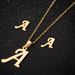 Stainless steel 26 letter pendant necklace set new earrings ladies letter necklace niche accessories_ipsvogv.com