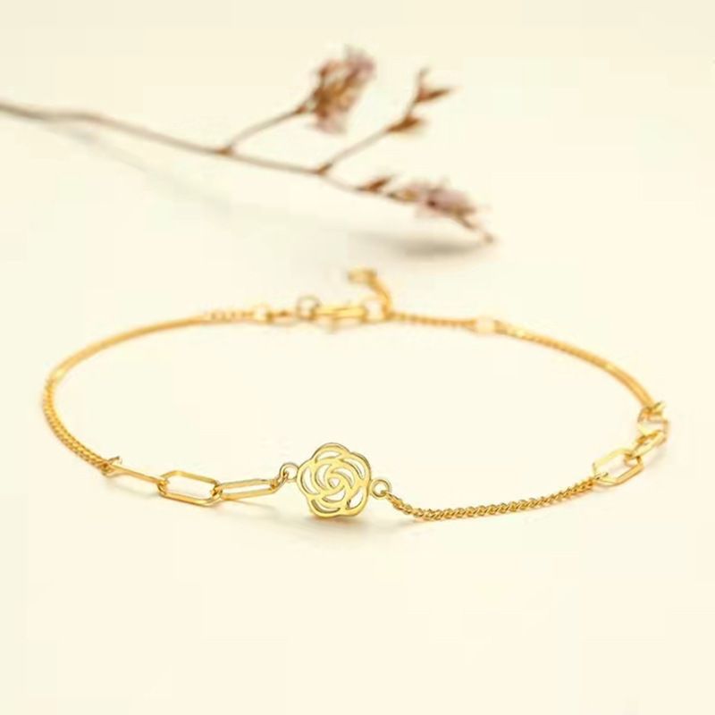 Women's Jewelry Brass Gold Plated Camellia Bracelet Style Bracelet Bracelet Ethnic Style Bracelet Will Not Fade For A Long Time_ipsvogv.com