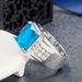 Temperament Zircon Fashionable Inlaid Rectangular Diamond Sea Blue Topaz Engagement Ring_ipsvogv.com