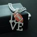 Hot Orange Color Diamond LOVE Rugby Alloy Pendant, Hip-hop Personality, Niche Design, Men's Necklace_ipsvogv.com