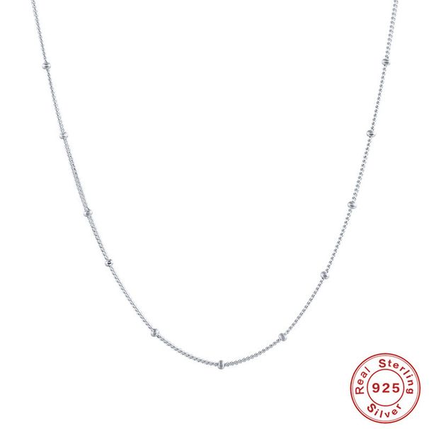 S Pure Silver Necklace, Bean Gold-plated Simple Layered Strap, Versatile Chain, Korean Version Temperament Collarbone_ipsvogv.com
