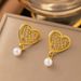 New Hollow Line Design Peach Light Luxury And Niche Lace Patterns, Titanium Steel Heart Earrings, Jewelry_ipsvogv.com