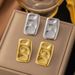 Titanium Steel Rectangular Pleated Wrinkled With Exaggerated Concave Convex Surface And Golden Luster For Women's_ipsvogv.com