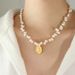 New French High-end Irregular Baroque Portrait Pendant, Natural Freshwater Pearl Titanium Steel Necklace_ipsvogv.com