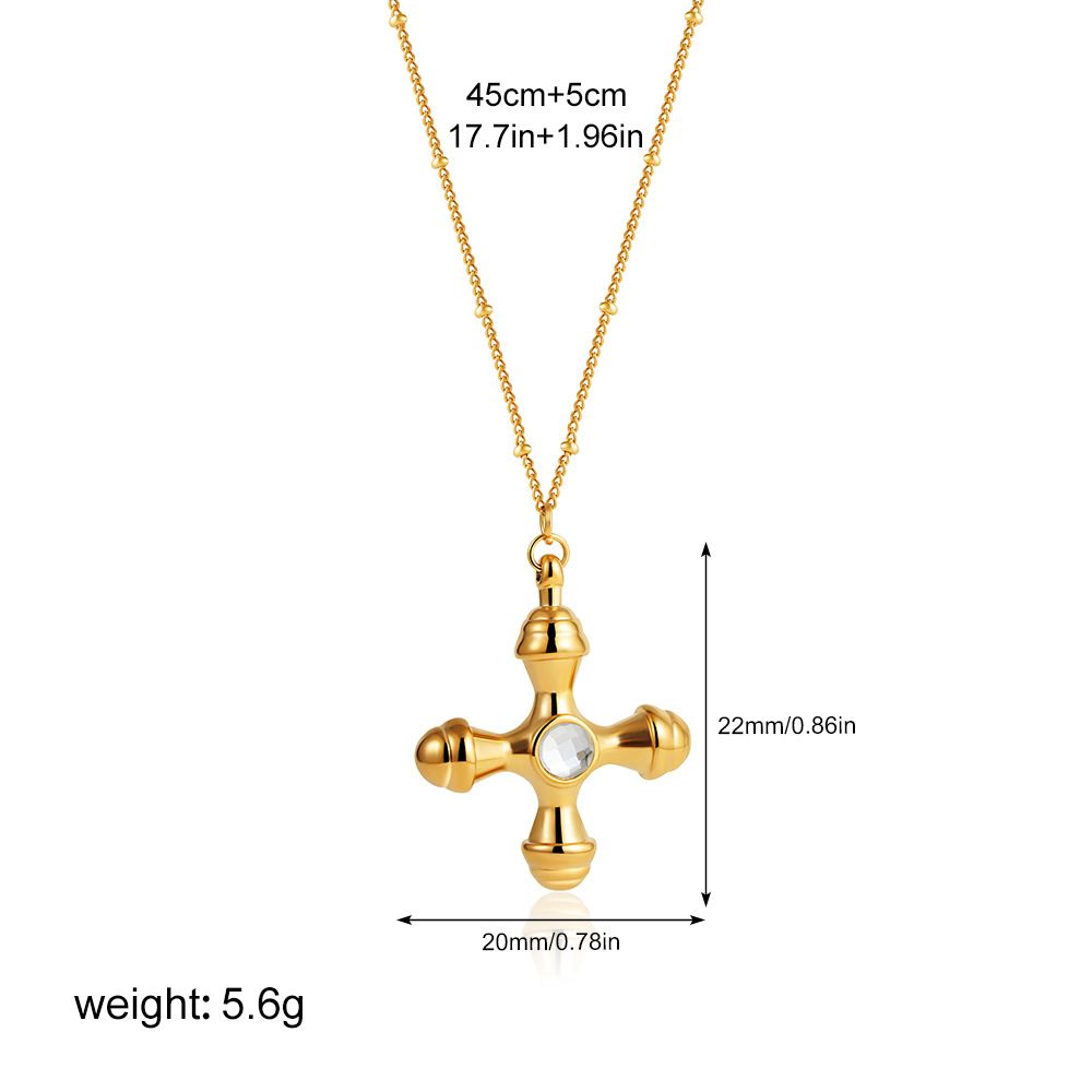 High End Fashion Necklace Real Gold Niche Personality Light Luxury Gemstone Cross Necklace For Women_ipsvogv.com