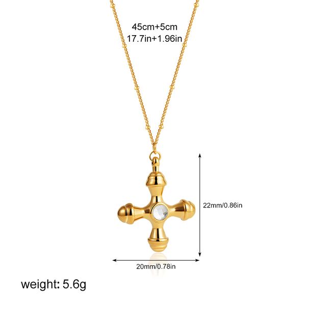High End Fashion Necklace Real Gold Niche Personality Light Luxury Gemstone Cross Necklace For Women_ipsvogv.com