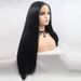 hot selling 1B# Wigs Long Silky Straight Black 13x3 Lace Wig for Women Heat Resistant Fiber Hair Replaceme_ipsvogv.com