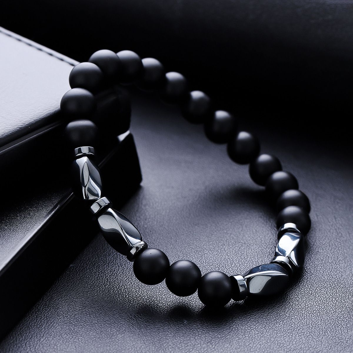 Black Gallstone Bracelet For Men, Twisting Personality, Dark And Cold Style, High End, Versatile, Summer Accessories,_ipsvogv.com