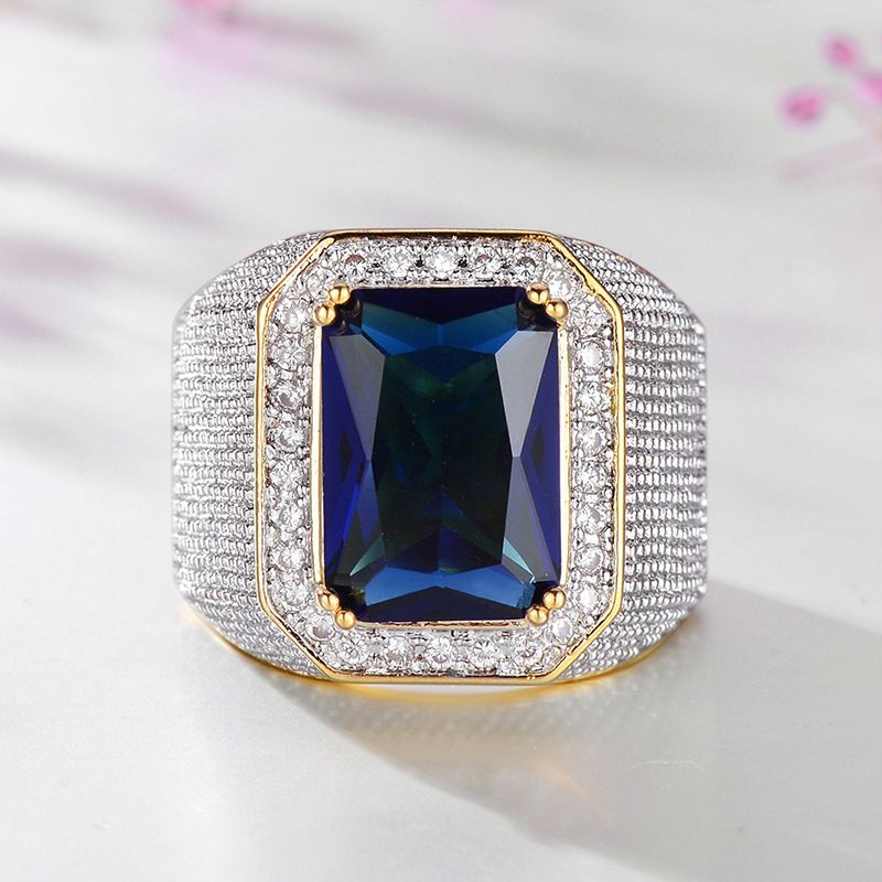 Cao Shi Inlaid Zircon Hip Hop Dominant Square Versatile Fashion Men's Ring_ipsvogv.com