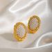 Ins Light Luxury Personality Niche Brass Gold-Plated Women's Irregular Oval Pearl Earrings_ipsvogv.com
