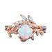 Sanjie Platform Rose Gold Paired Ring With Cross Inlaid Branches And Australian Treasure Jewelry_ipsvogv.com