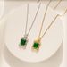 New Fashion Simple Emerald Square Zircon Pendant High Quality Titanium Steel Necklace_ipsvogv.com