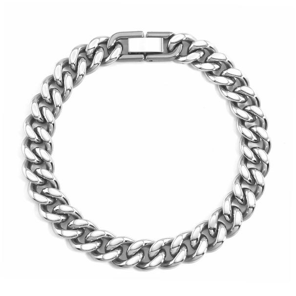 Men's Titanium Cuban Trendy Double-Sided Polished Bracelet Stainless Steel Jewelry Clasp Bangle Accessory_ipsvogv.com
