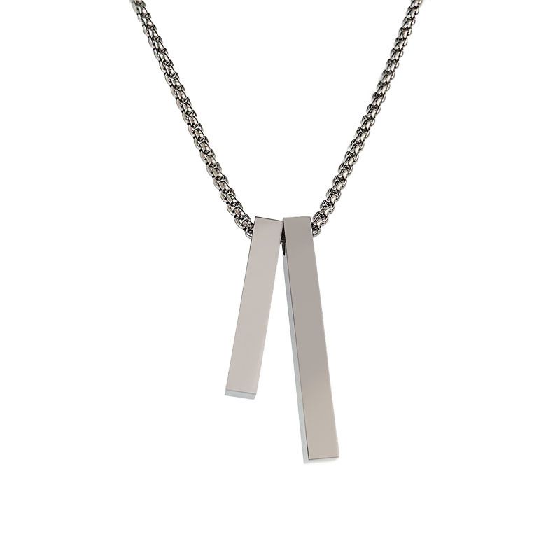 Two In One Stainless Men's Necklace, Titanium Steel Rectangular Bar Square Column Pendant, High-end Necklace Accessories_ipsvogv.com