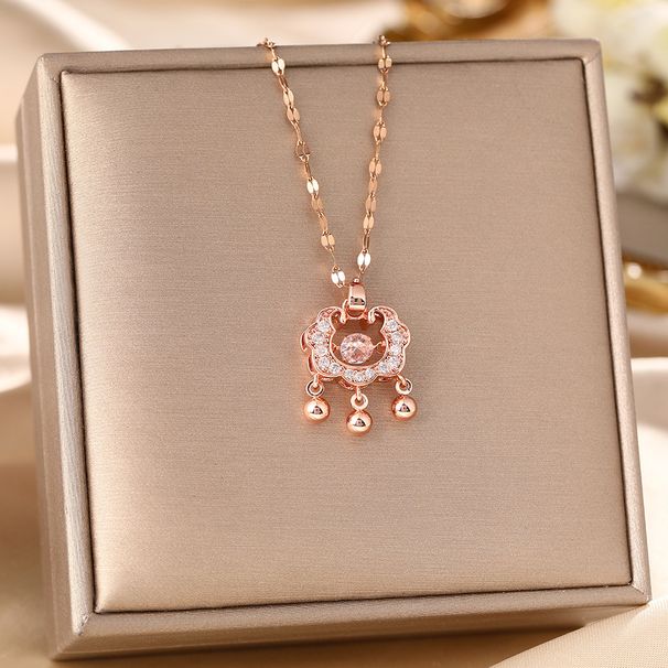 Live Streaming New Dynamic Long-life Lock Pendant Titanium Steel Necklace For Women, Versatile Collarbone Chain_ipsvogv.com