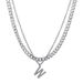 Titanium Steel Personalized Letter W Necklace Double Layer Stacked Sweater Chain Versatile Simple Hip Hop Cuban Chain Version Of Men And Women Trend_ipsvogv.com