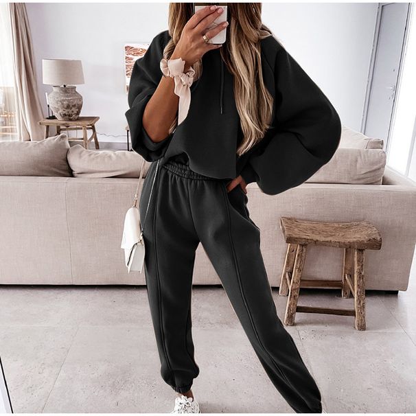 Women's Clothing popular autumn and winter women's sports and leisure hooded sweatshirt set two piece set_ipsvogv.com