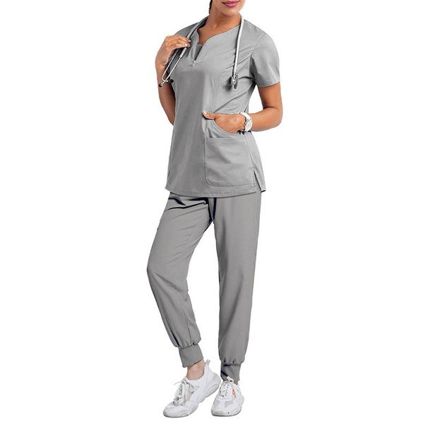 Women's ready-to-use oral dentist surgical gown split toiletry suit elastic quick-drying hospital nurse uniform_ipsvogv.com